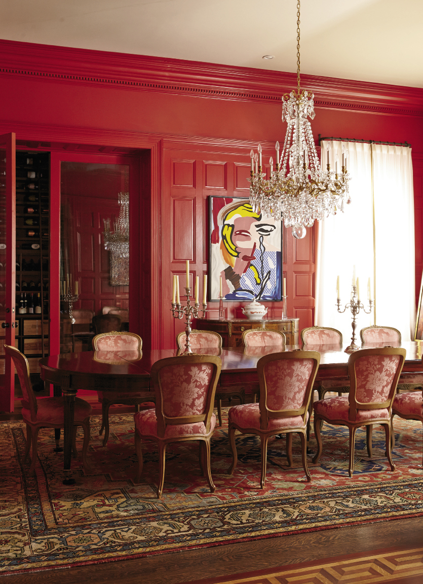 French antiques juxtaposed with modern art add global flavor to the Italianate residence.