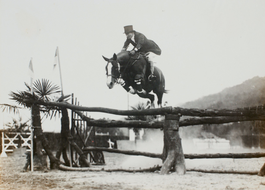 Jumping her Anglo-Arabian during a 1931 competition in Italy.