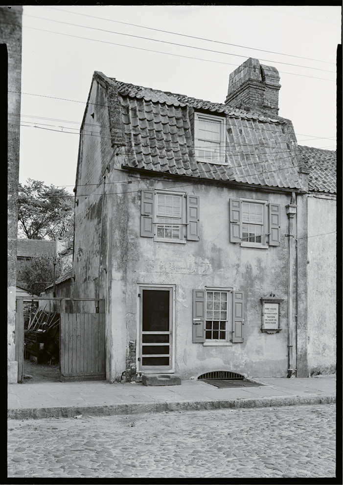 The Pink House at 17 Chalmers Street documented in 1933 for the Historic American Buildings Survey; image courtesy of Library of Congress