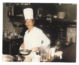 Lee in the kitchen of the Veranda restaurant at Wild Dunes in 1985