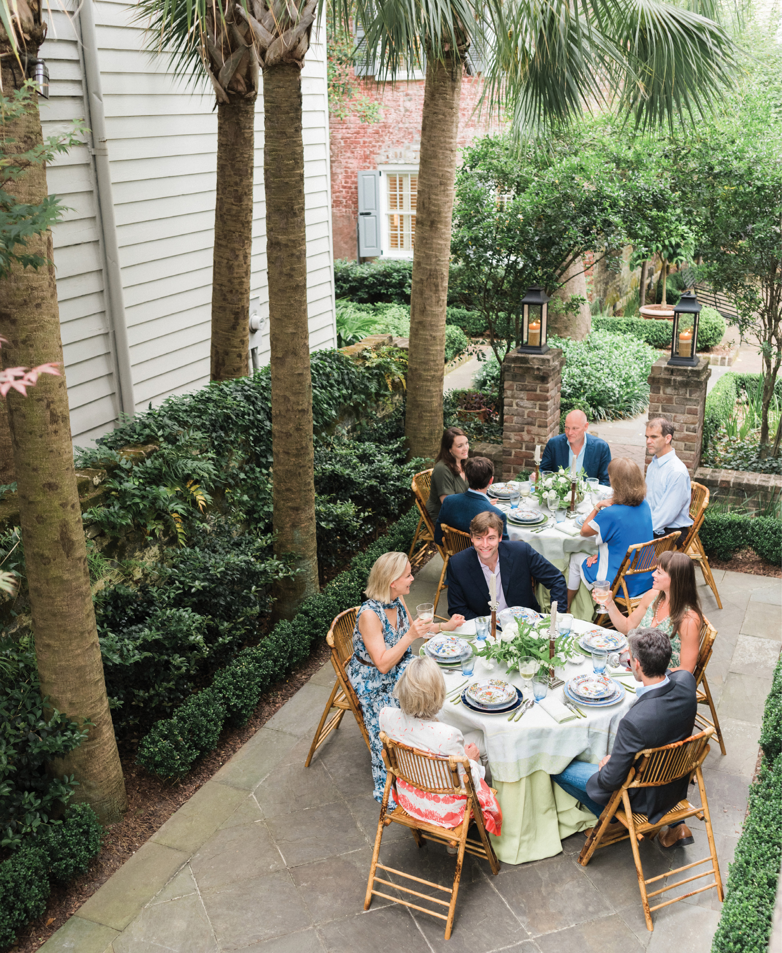 Lynn and her husband, Dean Andrews, host a springtime dinner party at their boutique hotel property, Zero George.