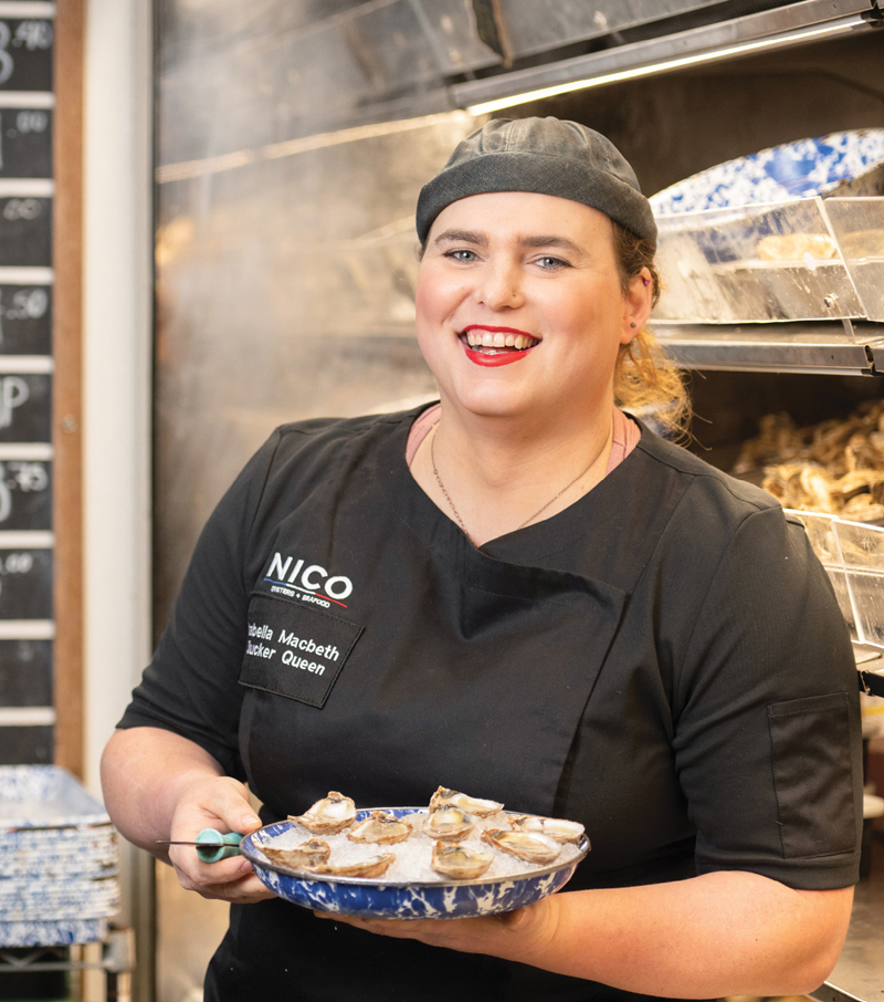 “Shucker Queen” Isabella Macbeth works as the raw bar manager at French oyster bar Nico.