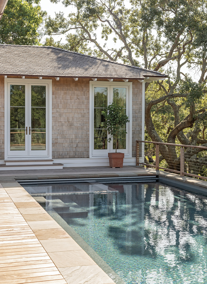 The back porch got a major upgrade, with the addition of a swimming pool just outside the homeowner’s bedroom.