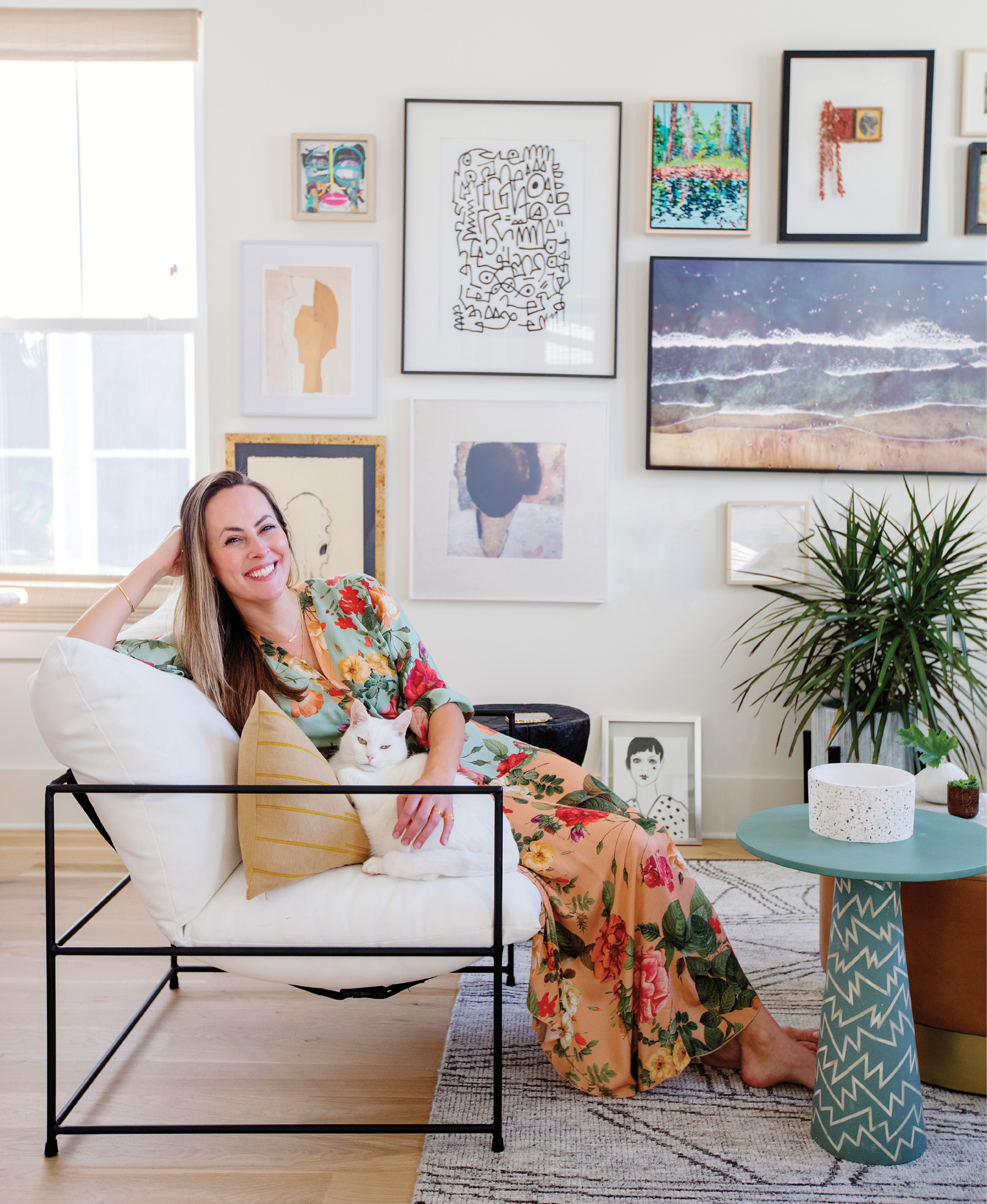 Interior designer Jesse Leigh Vickers loves an eclectic but collected art wall, especially the one she curated for her first home. Tour her new digs in Park Circle and pick up her tips for infusing spaces with personality and luxe details.