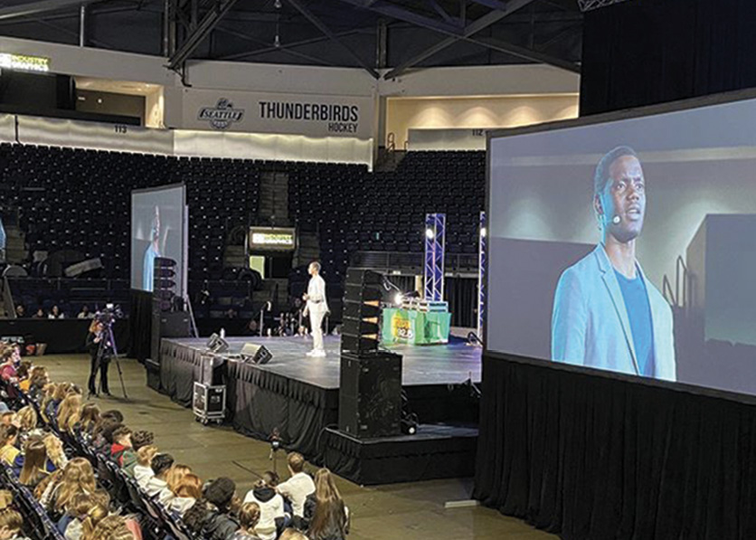 Addressing a crowd of 4,000 at a Seattle arena in March 2020.