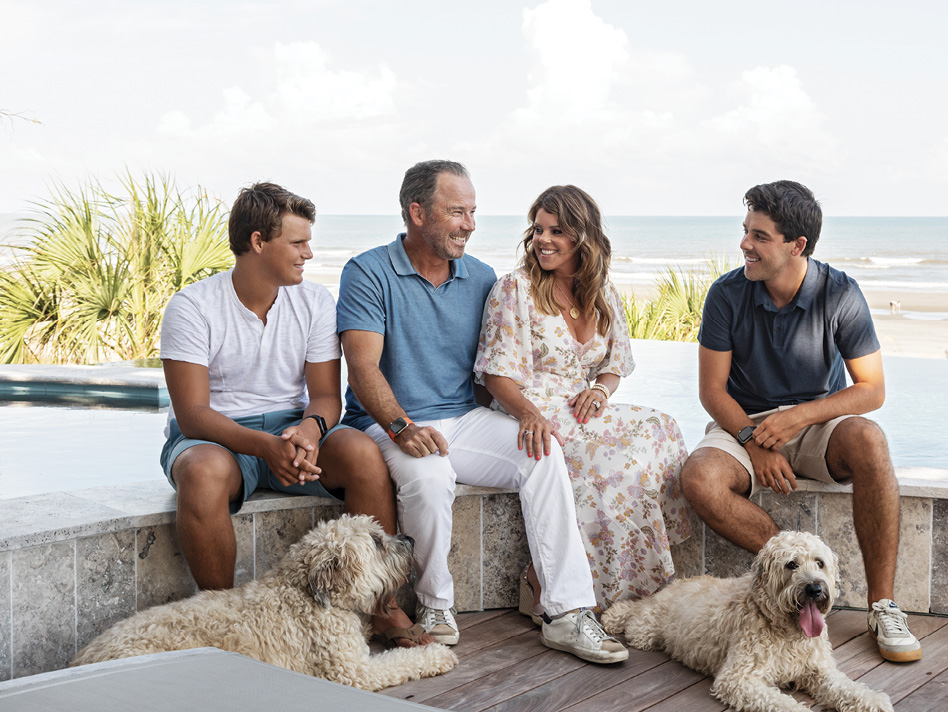 Tom and Amy Leonard—along with their three sons, Connor (left), Ryan (right), and Matt (not pictured), as well as wheaten terriers Charlie and Oliver