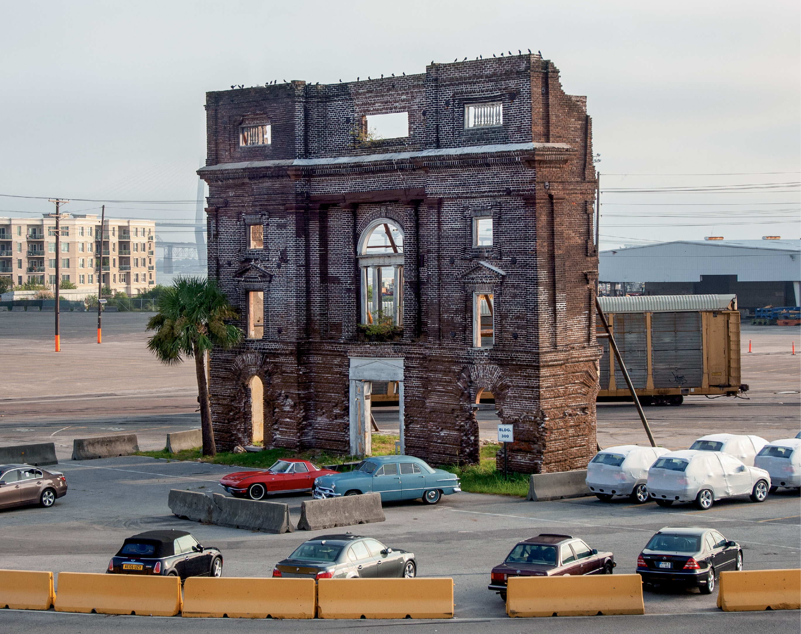 Standing sentinel in the parking area of the S.C. Ports Authority’s Union Pier Terminal, the western façade of the Bennett Rice Mill is all that remains of one of the finest examples of 19th-century industrial architecture in America.