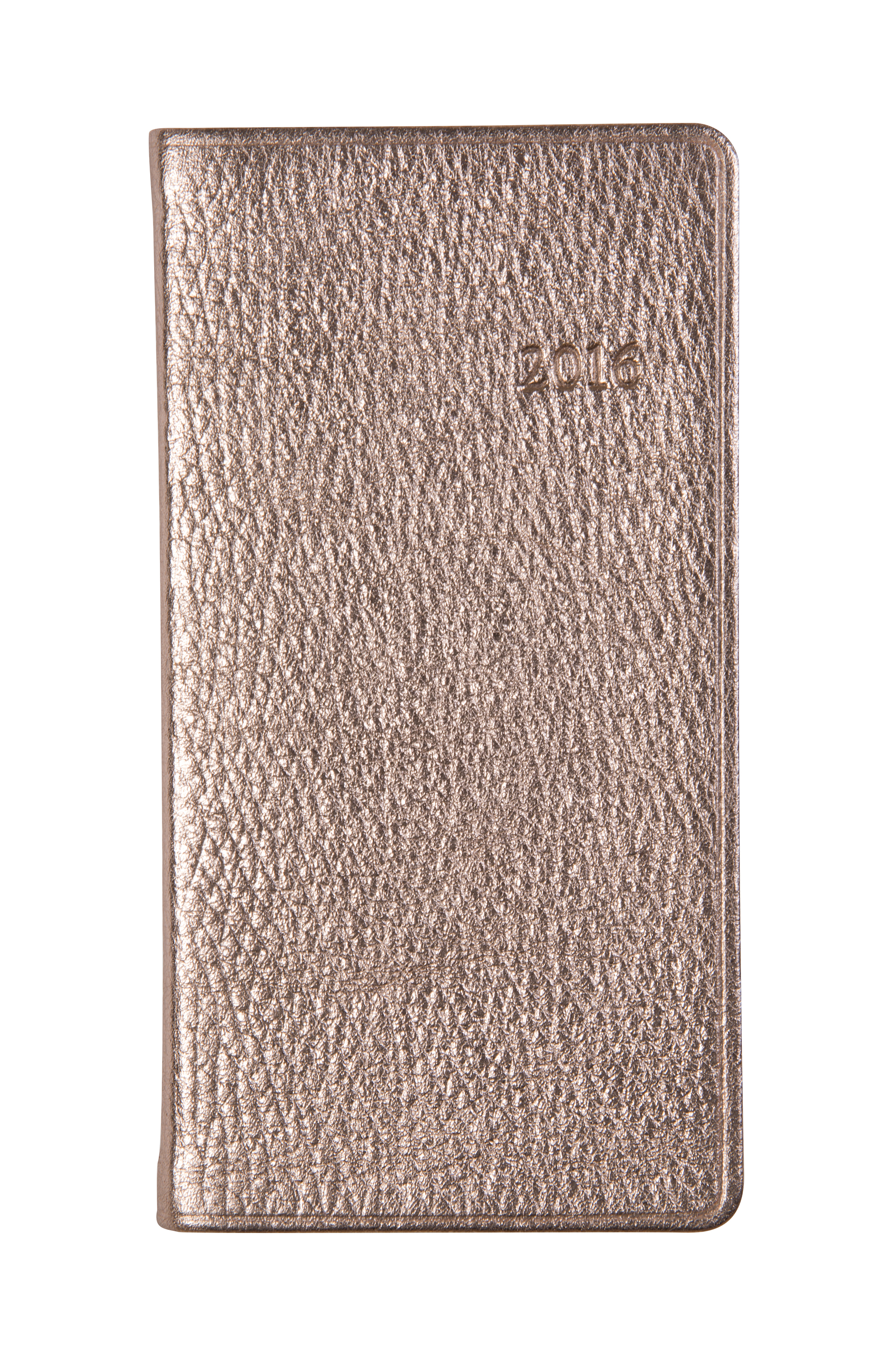 Graphic Image six-inch ”Pocket Datebook” in ”Rose Gold” leather, $40 at Mac &amp; Murphy