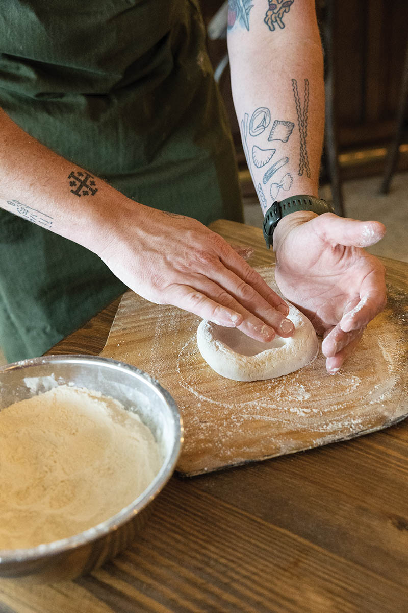 A sourdough boule ready for the wood-fired oven