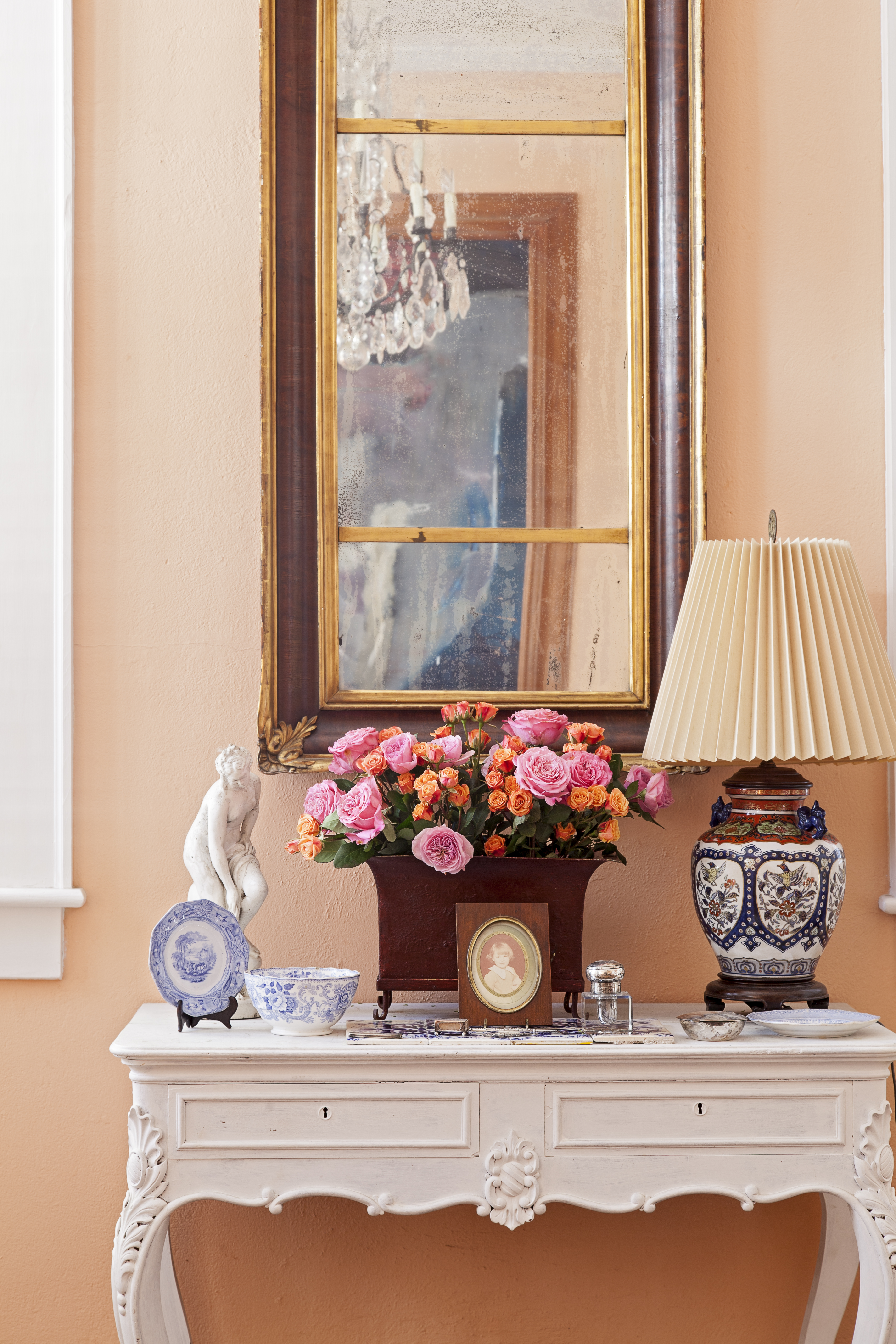 First Blush: This mirror is one of the first things Bigner purchased for the house; she liked how its height complemented the ceilings.