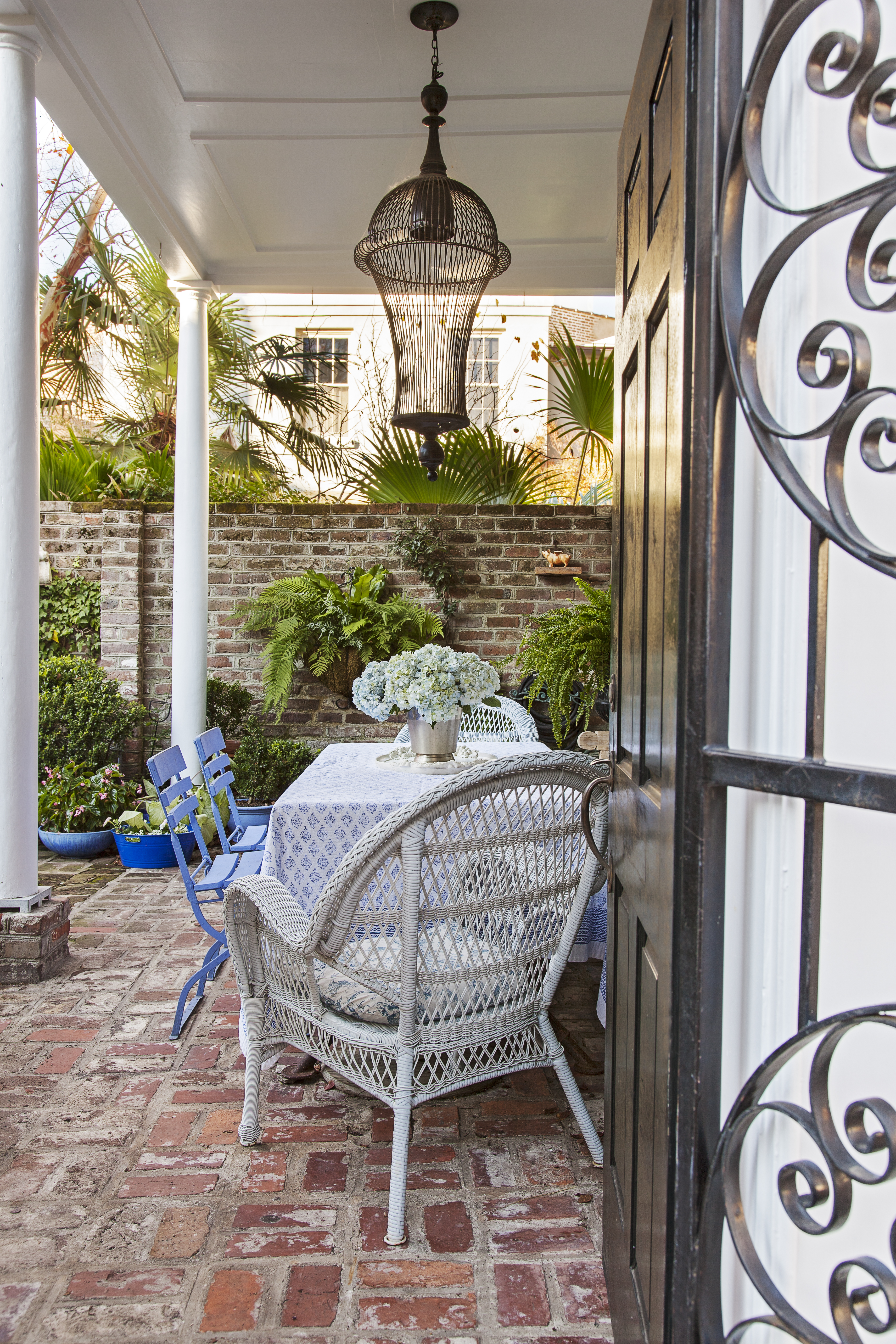 Holding Court: This charming courtyard is Bigner’s favorite place to entertain.