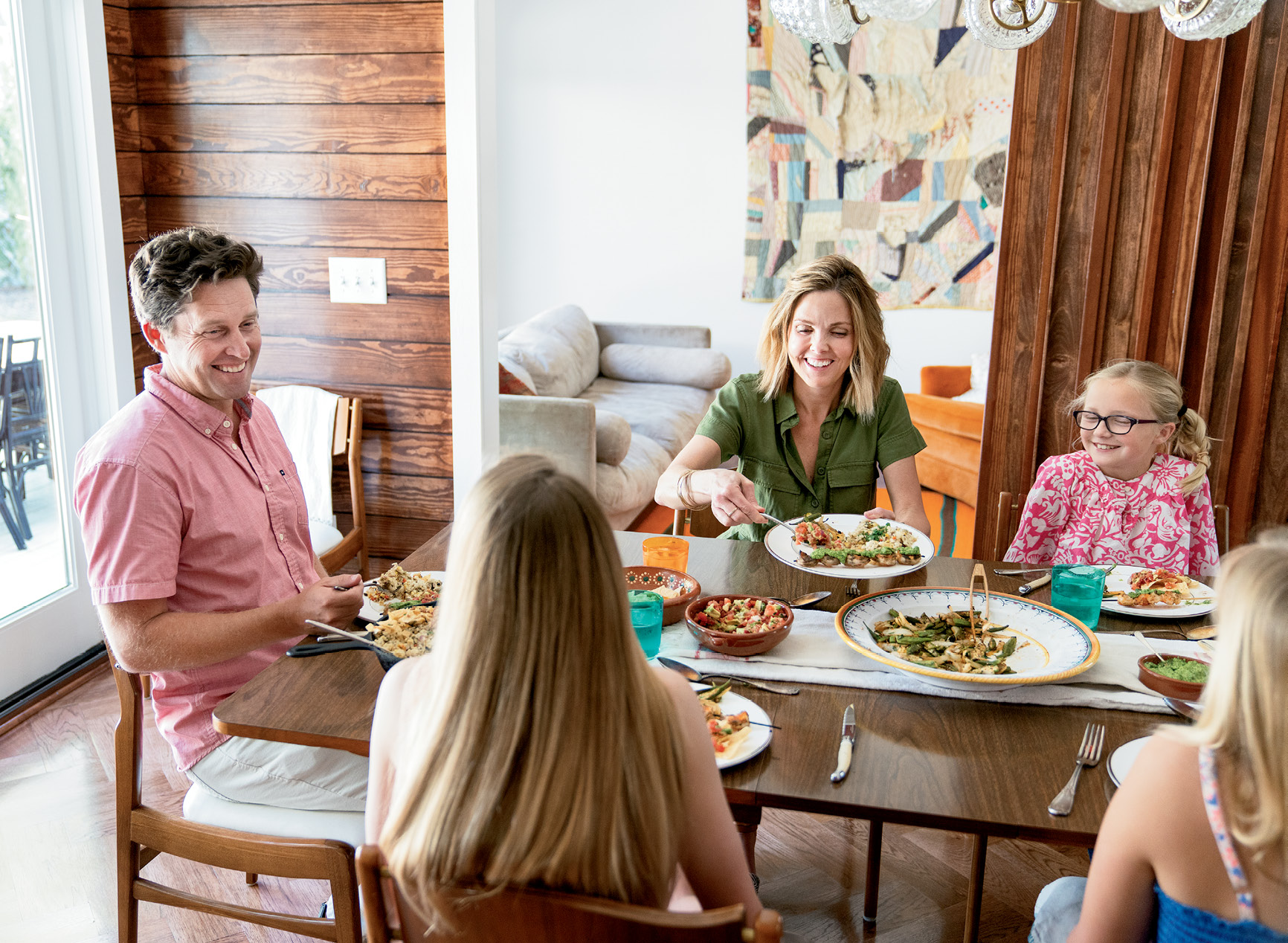 On Sundays, the Moreys make a point of gathering around the table for supper and conversation. This tradition helps the busy family unwind and reconnect before the start of the week.