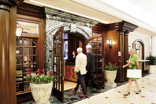 Guests enter through Belmond Charleston Place’s lobby.