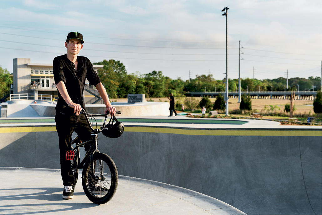 BMX Freestyle Rider Case Taylor., who won the 2014 Monster Energy Recon Tour amateur division, rides the park most Tuesdays when it is open only to bikes, but wishes he could be out there more. “The park is amazing, a great place for local BMX riders to ride and train,” he says.