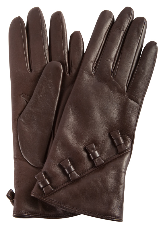 Portolano leather gloves with bows, $90 at Rapport