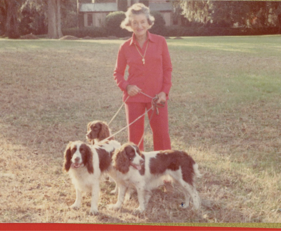 With her ever-present dogs in 1973