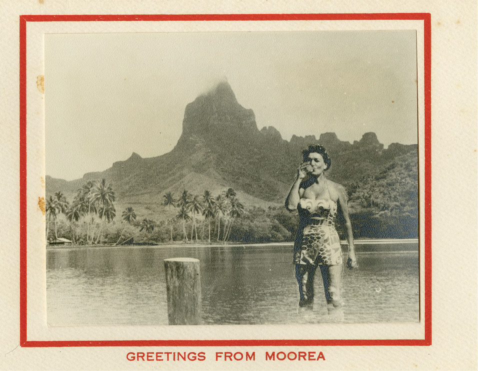 An undated Christmas card picturing her in French Polynesia