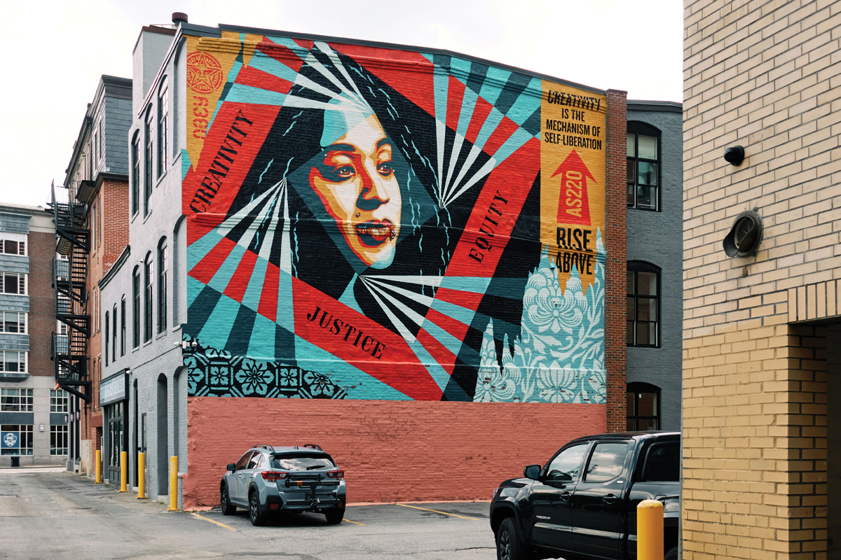A recent mural by Charleston-born street artist and RISD grad Shepard Fairey.