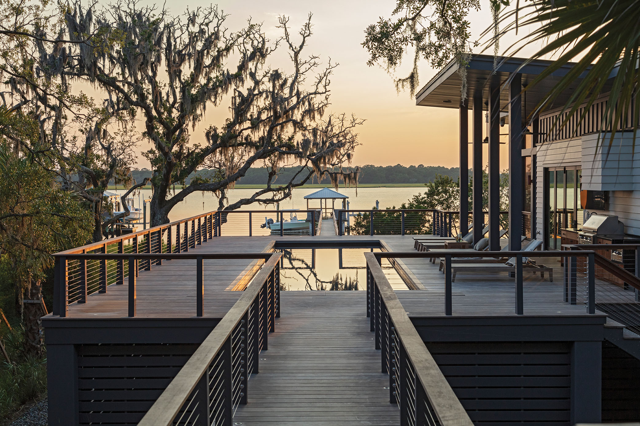 River Rooms: Upon entering the home, visitors are immediately connected to views of the Stono.