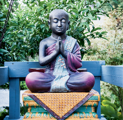 “The expression on the Buddha’s face induces a relaxation response,” says Austin O’Malley