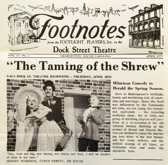 Jennet on stage in The Taming of the Shrew for the re-opening of the Dock Street Theatre