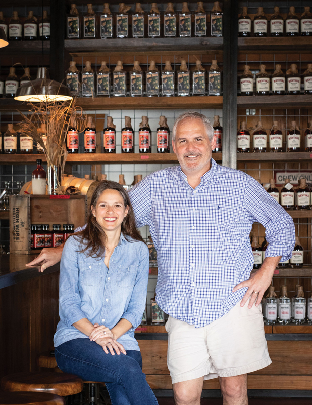 Husband and wife Scott Blackwell and Ann Marshall cofounded High Wire Distilling Co. a decade ago and moved to new digs on Huger Street in February 2020. ”It’s fun to work toward something together,” says Ann.