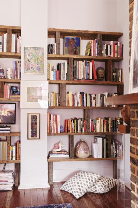 In the living room, modular bookcases were built by local artisan Capers Cauthen.