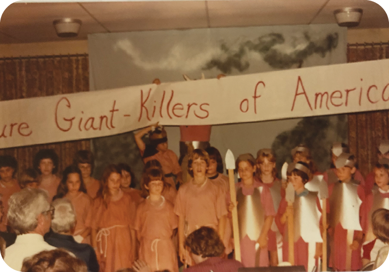Kindergarten thespian Hendrix in The Future Giant Killers of America at Mount Pleasant Presbyterian