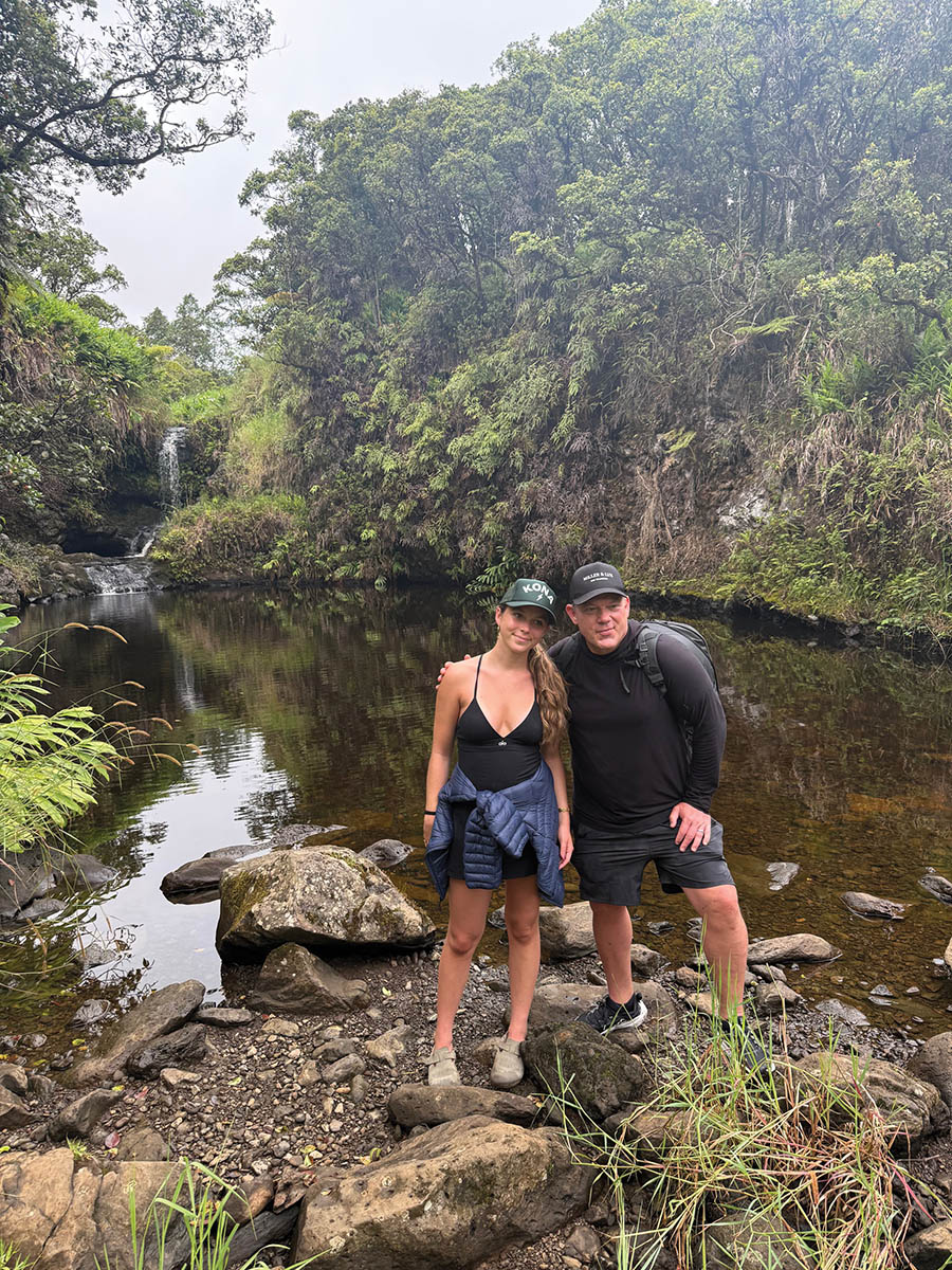 Island Time: “The Four Seasons Hualalai is a fabulous place. The topography of the Big Island is just so interesting, jungle-y and untouched.” (pictured with daughter, Dorothy)