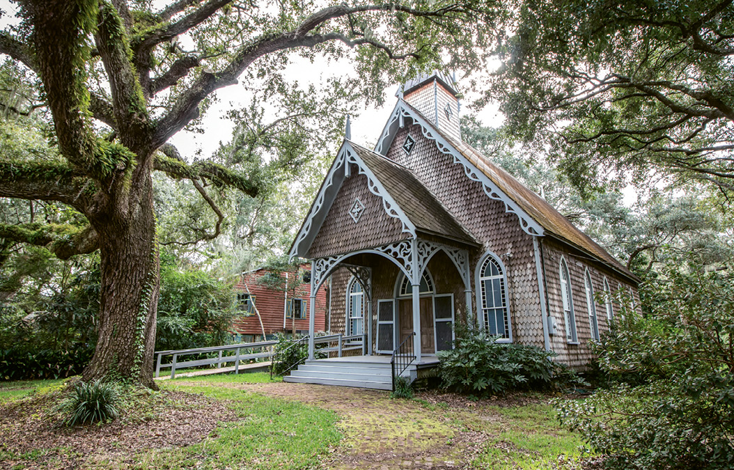 Built in 1890 of black cypress shingles, St. James’ Episcopal Church was originally the chapel-of-ease for the Brick Church at Wambaw and served Santee River planters who summered in McClellanville. In 1918, the roles reversed when the Brick Church was declared inactive and the chapel-of-ease became the parish’s main house of worship. Today, it remains an Episcopal church with regular Sunday services.