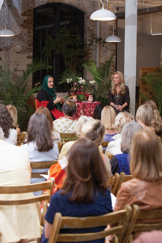 Rangina Hamidi, founder of Kandahar Treasure and former Minister of Education for Afghanistan, speaking with Susan Hull Walker at Ibu’s Global Champions event in March 2022.