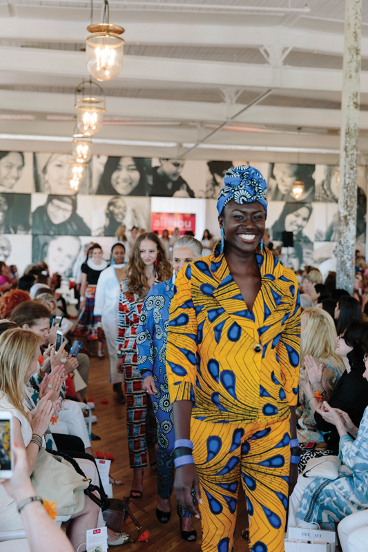 Ibu on the Runway: In addition to trunk shows around the country, Ibu has hosted various local runway events through the years, including the April 2017 Ali4Ibu fashion show at The Cedar Room, with Shavonne Mack modeling Ali MacGraw designs.