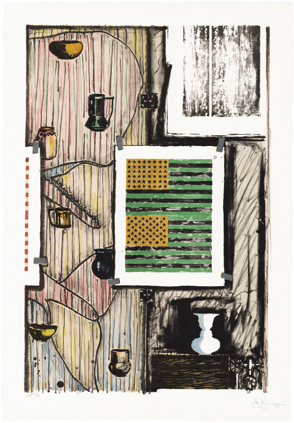 Ventriloquist by Jasper Johns, 1986, lithograph in 11 colors, 41 1/2 x 29 inches, Edition 69, published by Universal Limited Art Editions