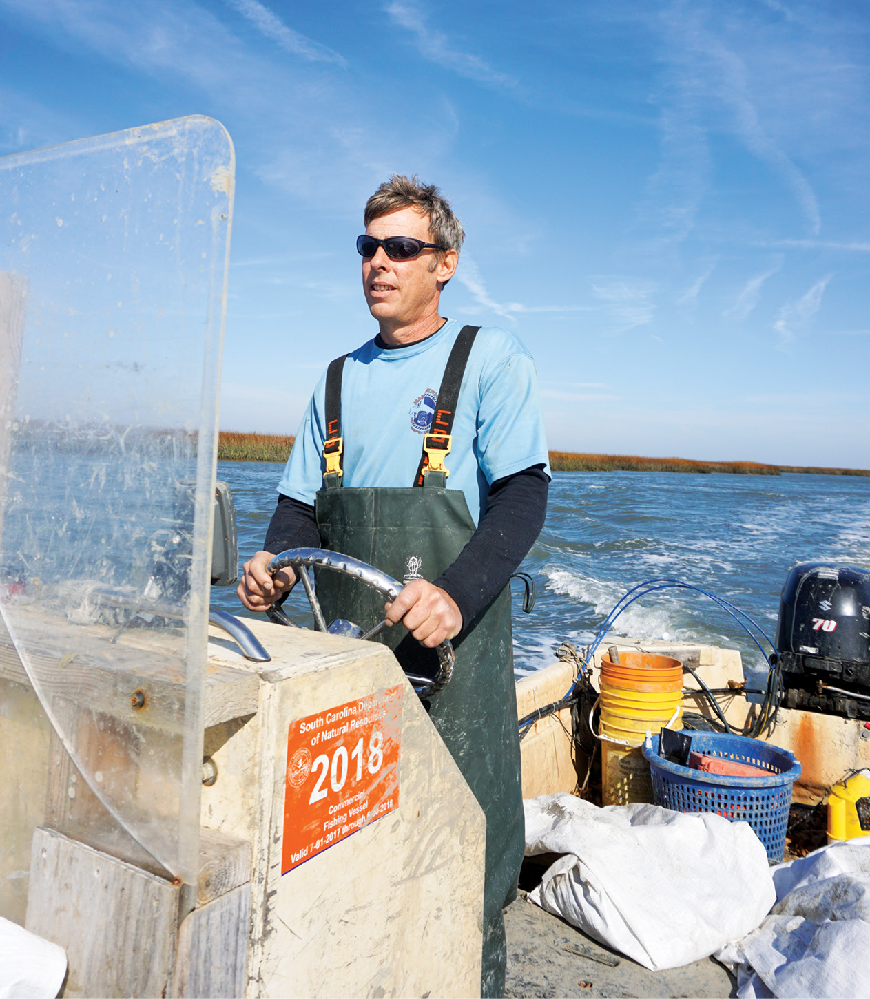 Jeff Spahr and his harvesting team could easily pick 40 bushels of oysters per day, but they typically stop at 10 to 20 bushels in order to keep their beds healthy. 