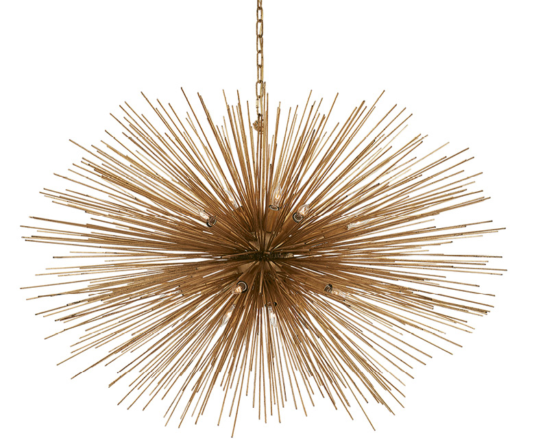 “Strada” pendant light, large oval in “gild” by Kelly Wearstler, $2,520 at Circa Lighting