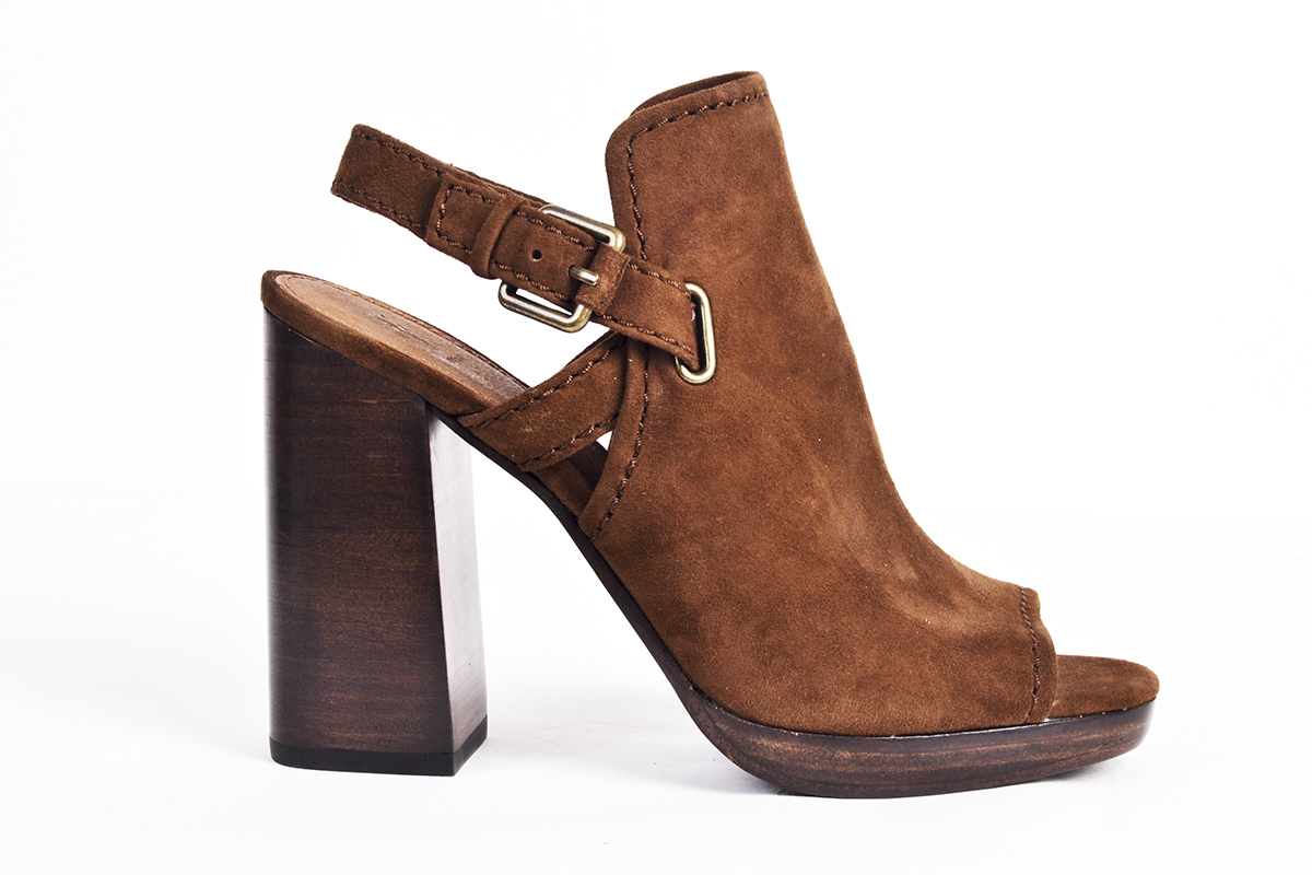 Frye “Karissa” shield sling in &quot;wood,&quot; $298 at Shoes on King
