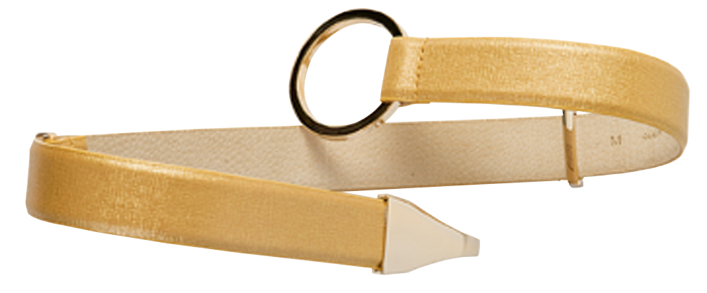 WCM italian leather in gold with a gold hook closure, $78 at Copper Penny