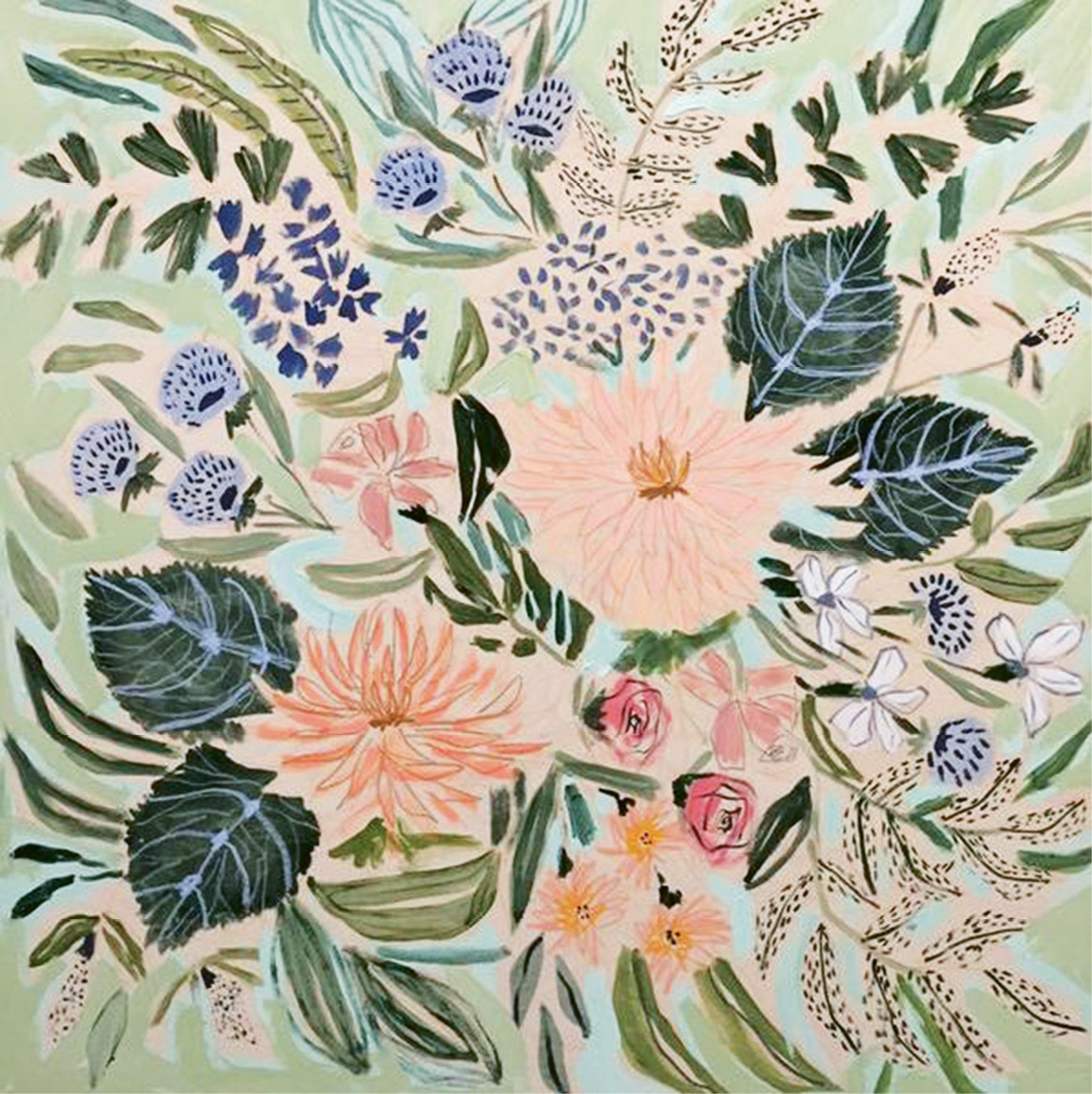 Painting (Flowers for Kate by Lulie Wallace, acrylic on canvas, 36 x 36 inches), $1,300 at luliewallace.com