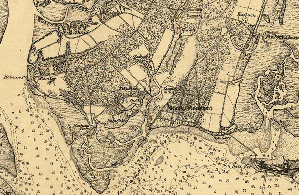 For centuries, plantations bordered both sides of the creek, as shown in this 1863 Map of Charleston and Its Defences