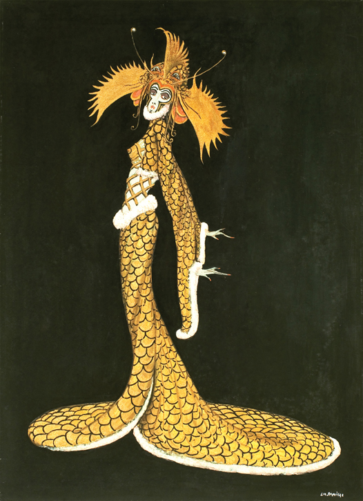 Costume design for Marine Ballet (gouache on board, 17 3/4 x 12 7/8 inches, circa 1923)