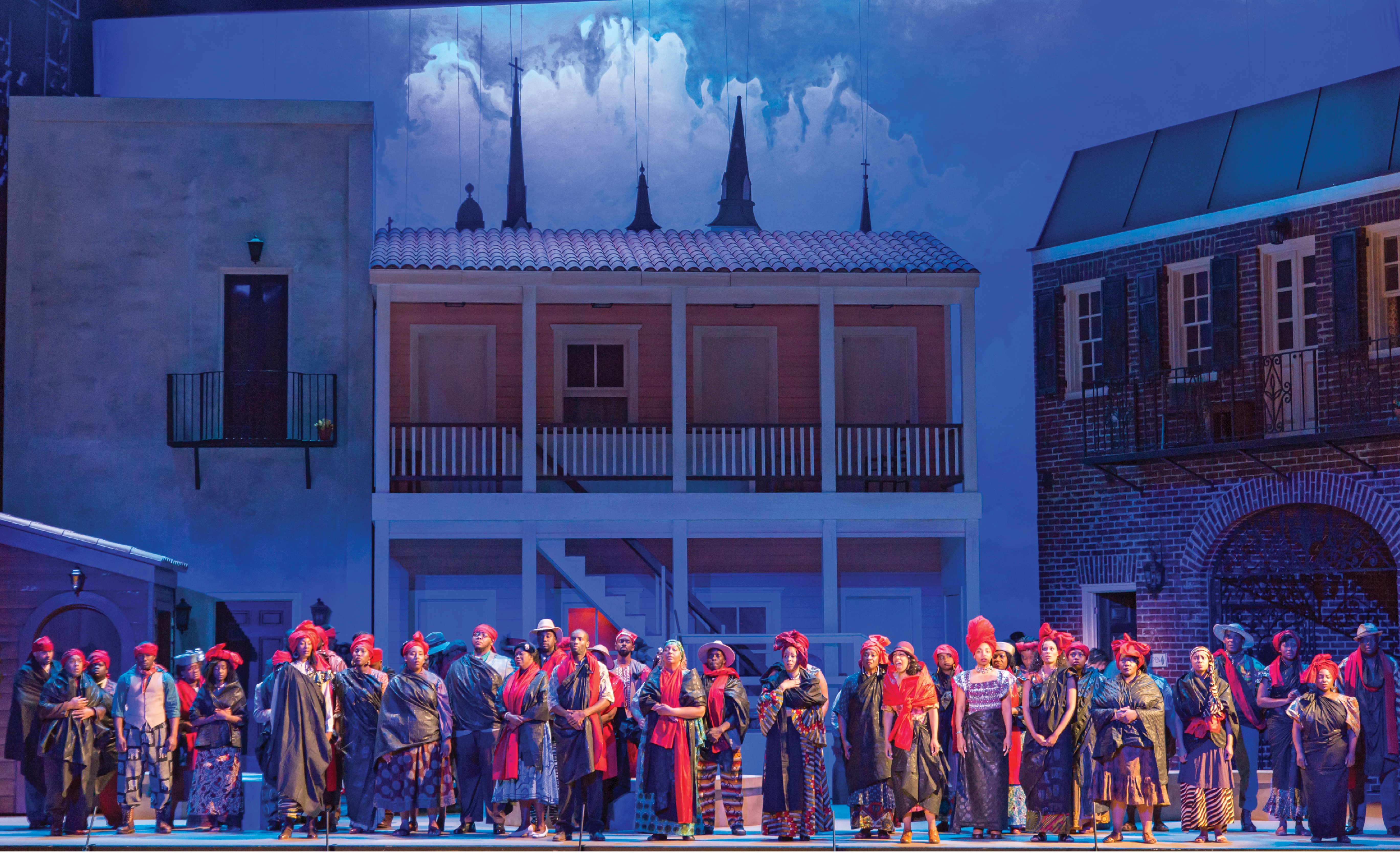 A scene from Spoleto Festival USA’s 2016 production of Porgy and Bess, the premiere production that christened the new Gaillard Center and showcased the visual design of local artist Jonathan Green