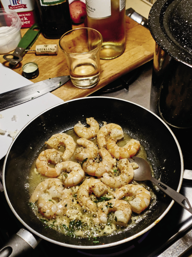 Hunting Island State Park: Campsite cooking with shrimp from Gay Fish Co