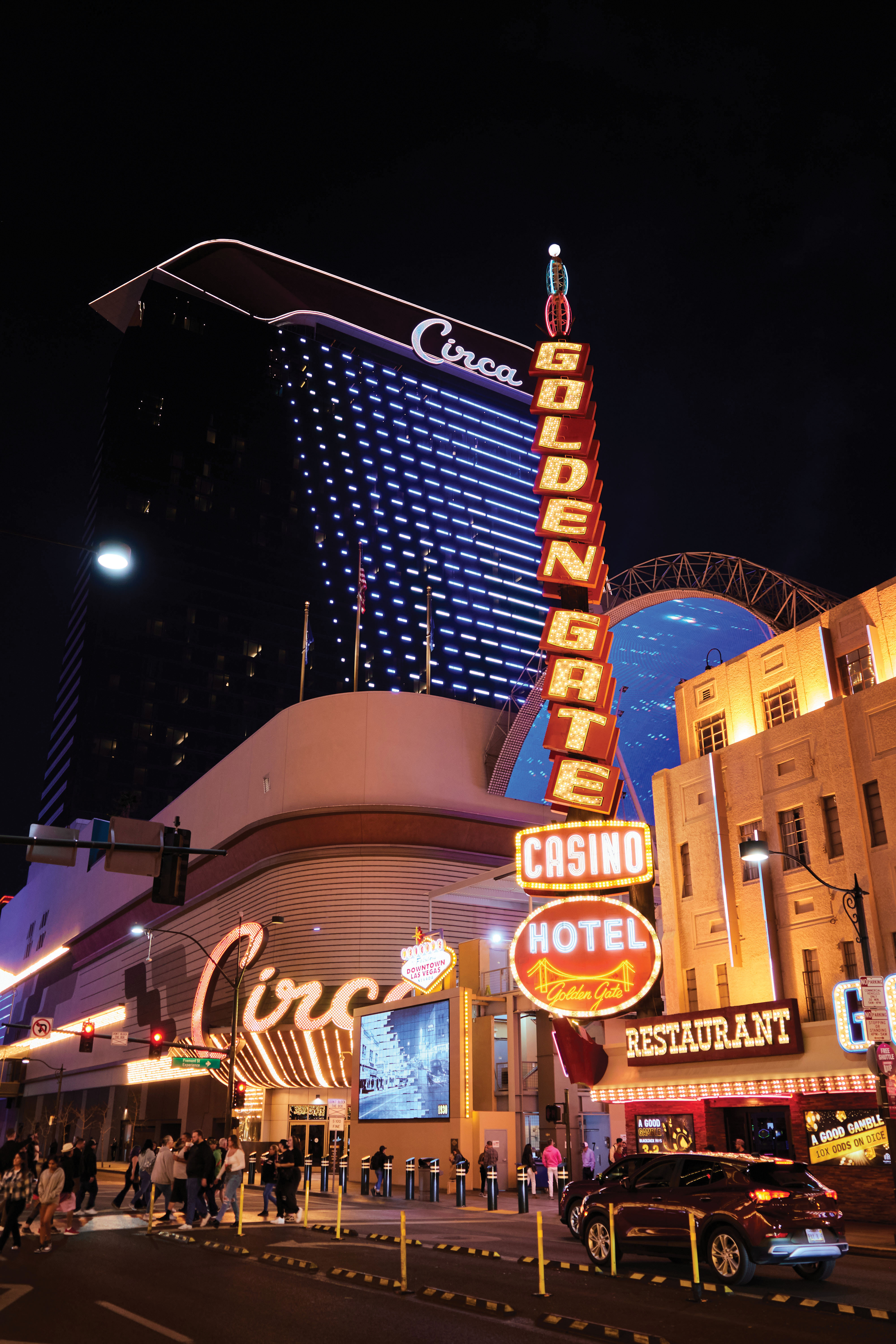 Neon Canyons: The iconic glow of downtown Las Vegas, near Fremont Street in the original casino center of town.