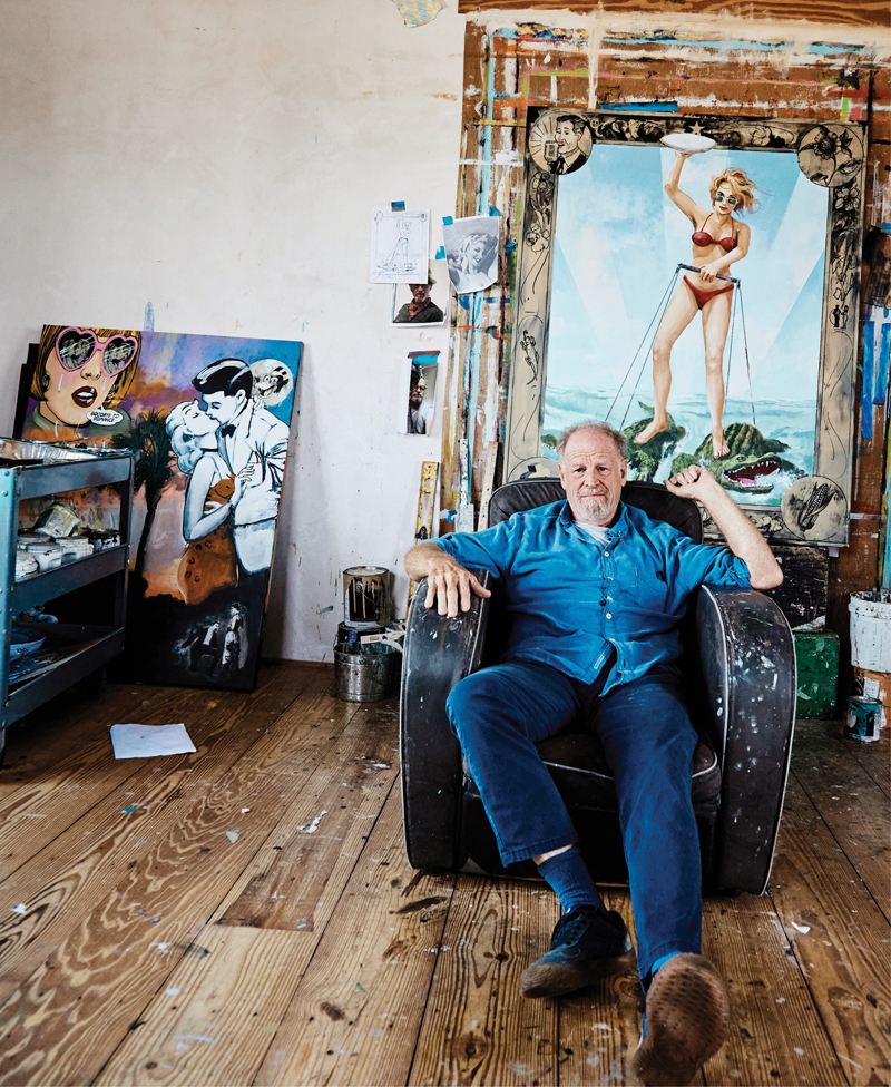 The artist in his third-floor Morris Street home studio, where he’s been painting with a fervor this spring. His May exhibit will include a dozen or more works, many that he hasn’t previously shown.