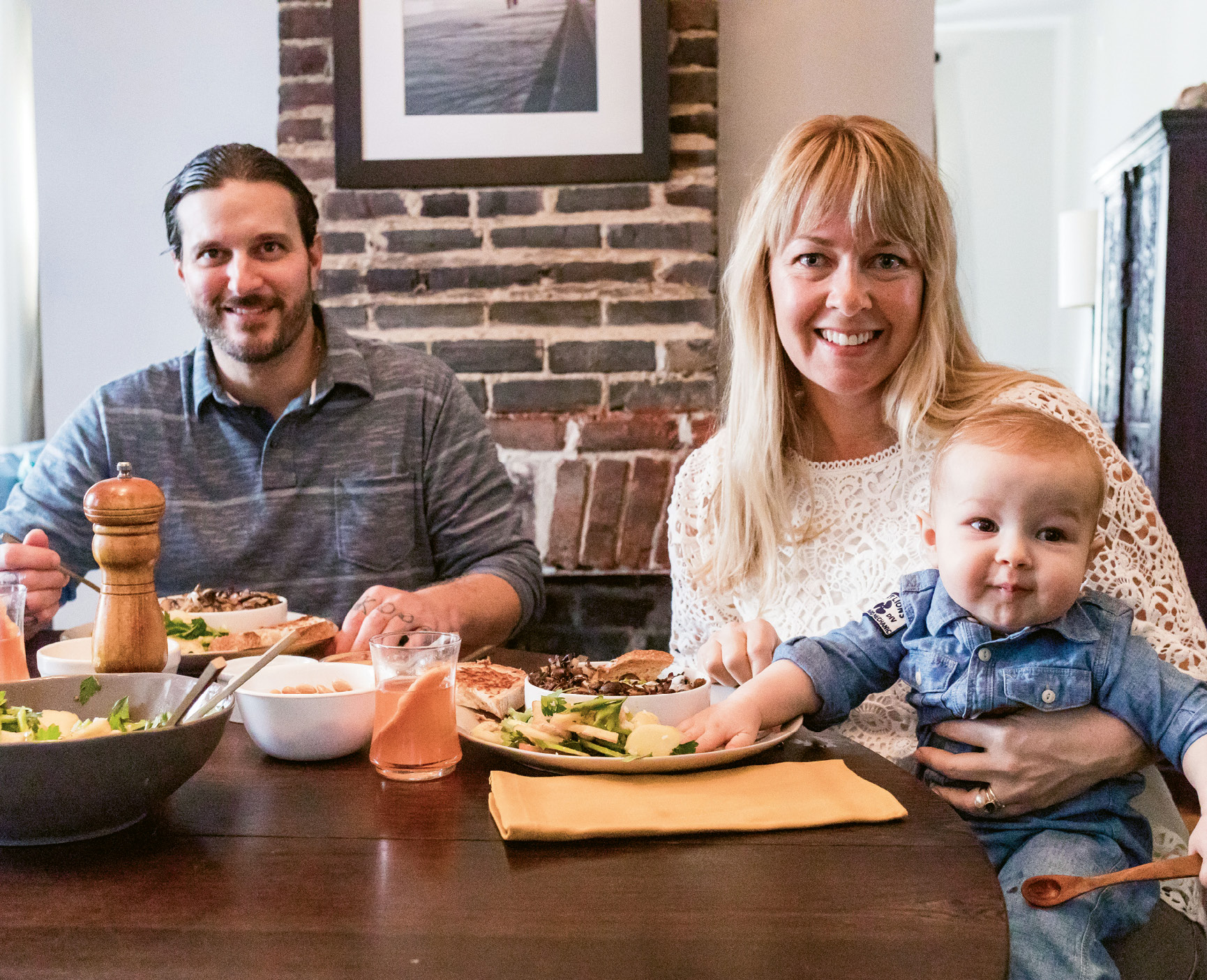 Karalee Nielsen Fallert brunches with her husband, Chris, and son, Harley.