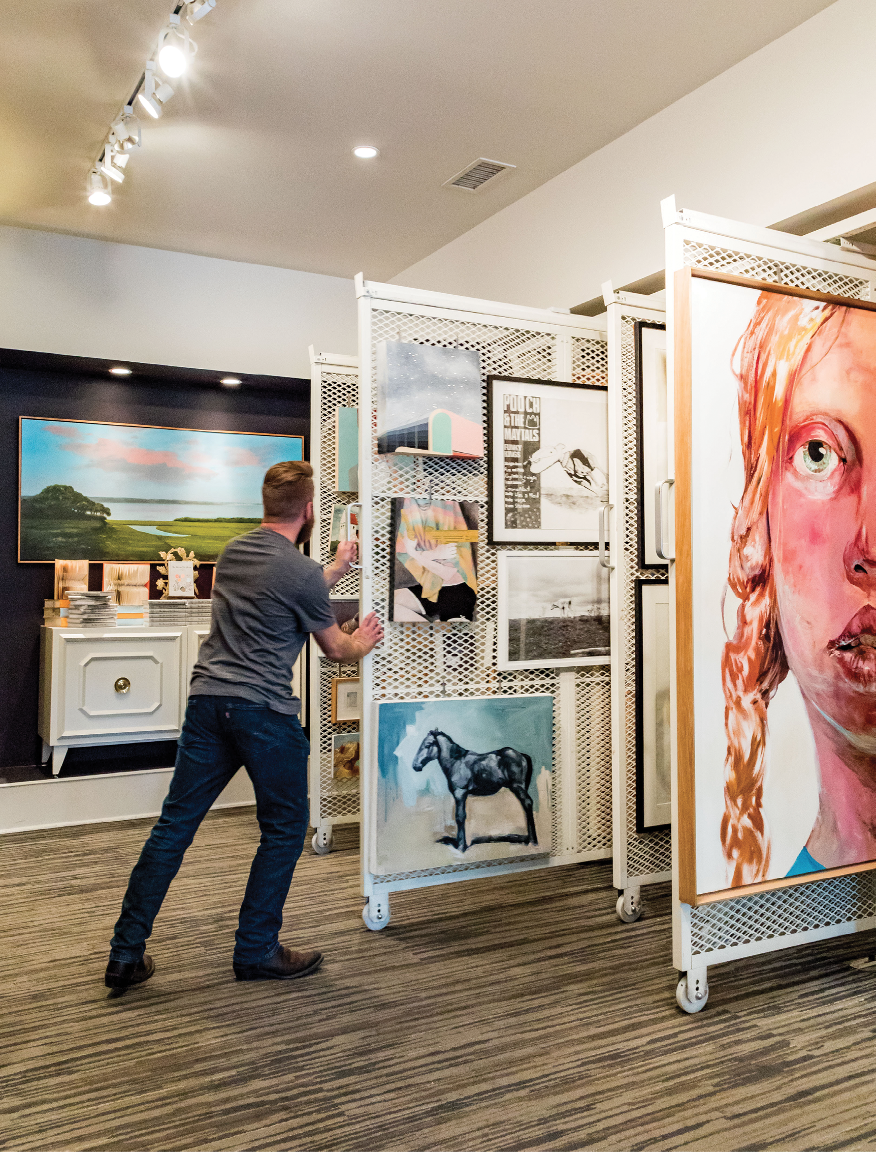 Fine art displays fill ShopSCAD, at Bull and Charlton streets downtown.