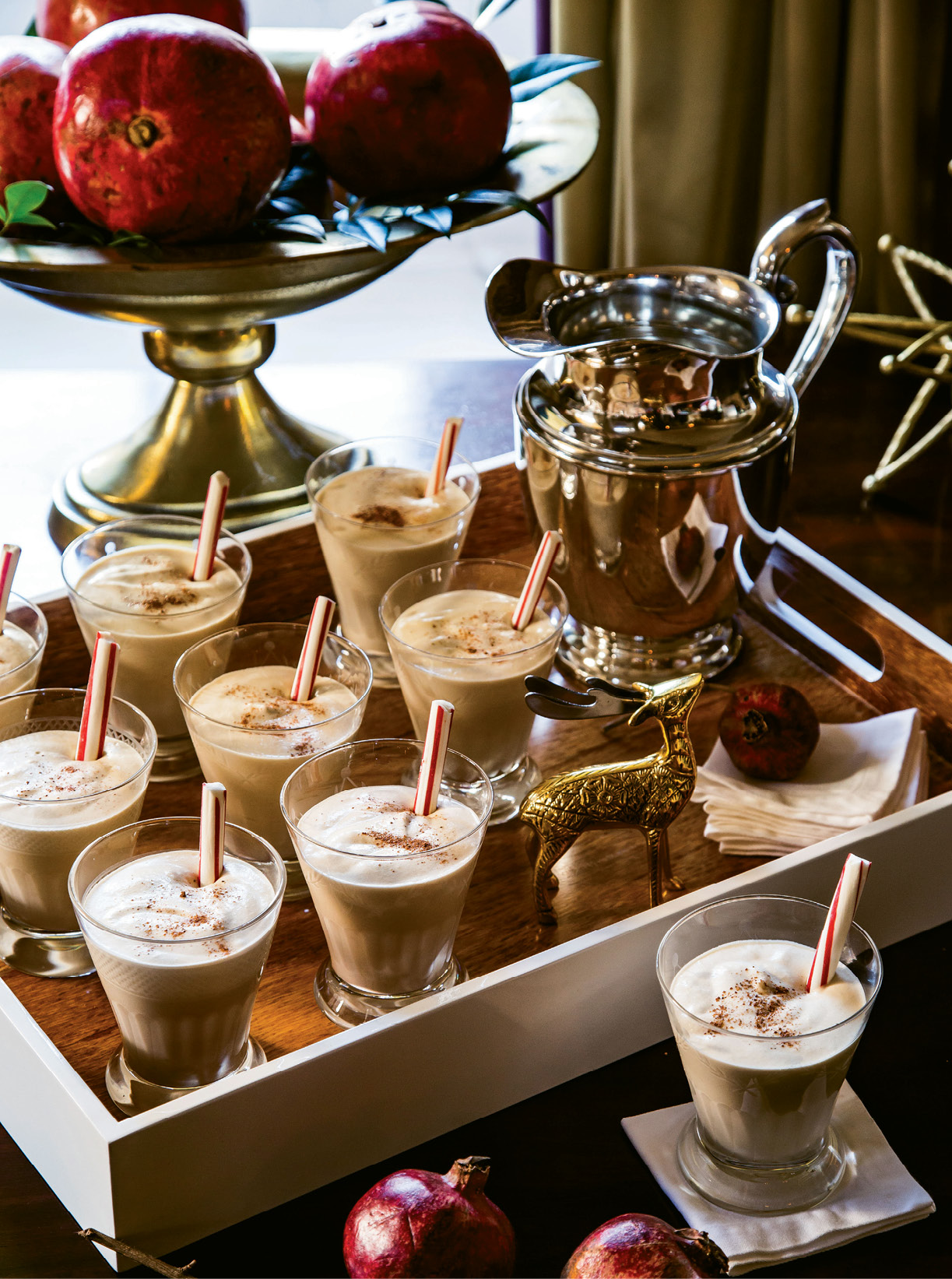 QUINTESSENTIAL SIP: “There’s nothing better in the world than homemade eggnog,” Tara says. “It’s not Christmas without it—dessert and bourbon in a cup!”