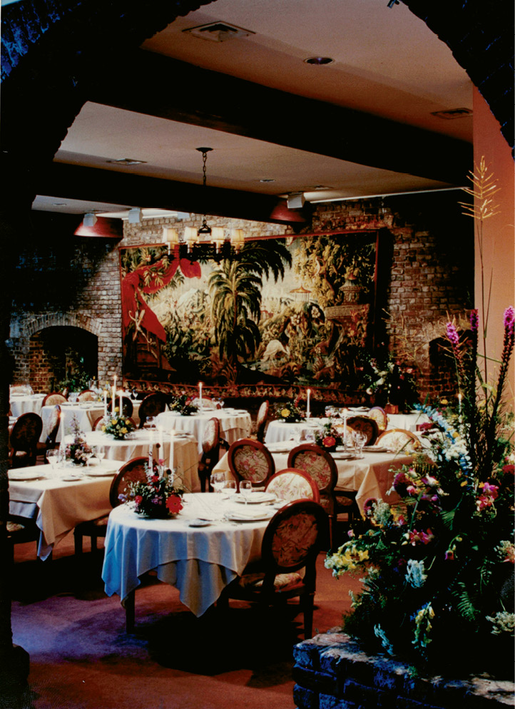 The interior of the thoroughly French Philippe Million Taverne Historique at 2 Unity Alley (today’s McCrady’s Tavern)