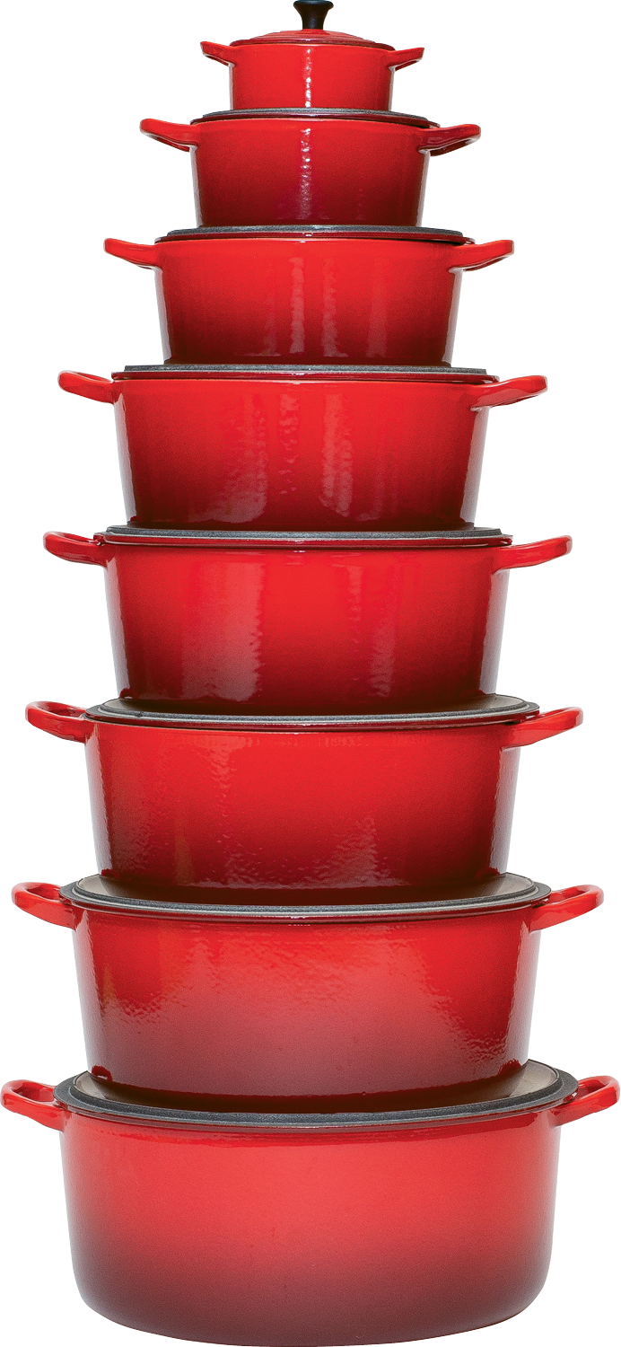 ”Cherry”-hued cookware in many sizes