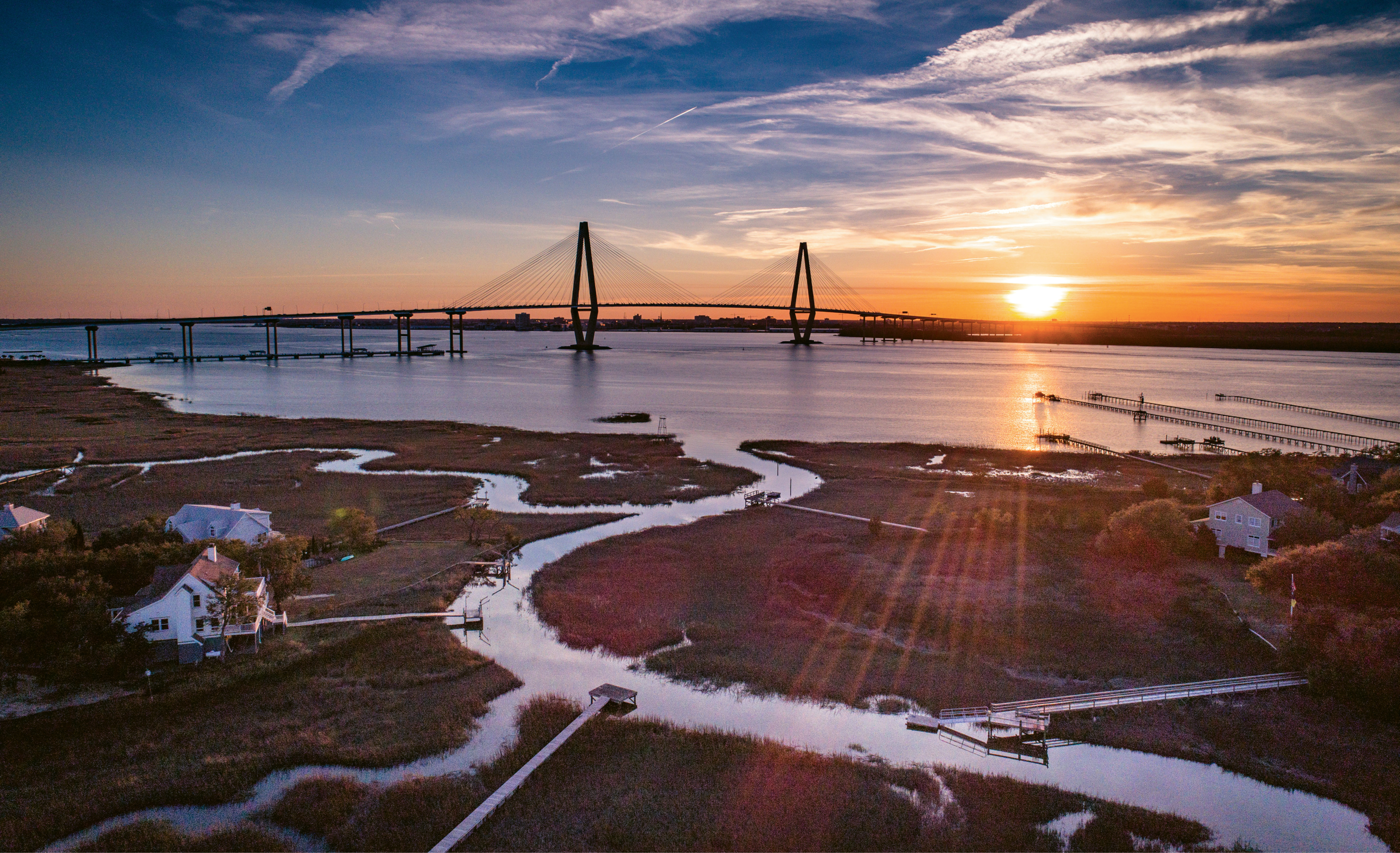 Sunset overlooking the Ravenel Bridge by Nicholas Skylar Holzworth  {Professional category}  - Taken from the Mount Pleasant side of the Cooper River in spring 2017